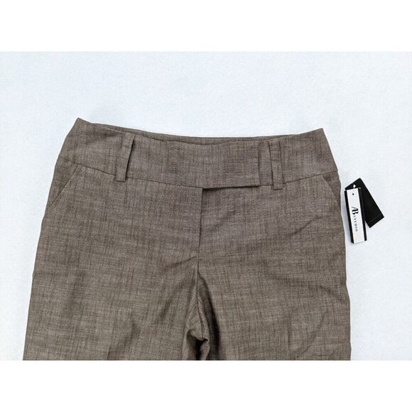 AB Studio Women's Cropped Dress Pants Size 10 Brown Flat Front NEW - Picture 3 of 15